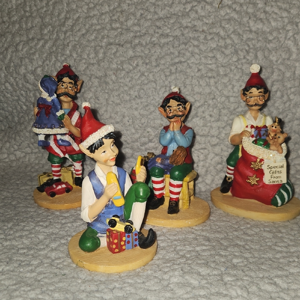 Santa's Helpers, Limited Edition, Christmas, Festive, Holiday, Elf Figurines Set